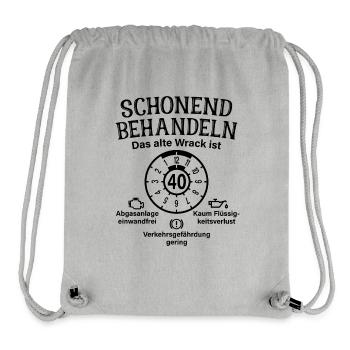 Schonend Behandeln 40. Geburtstag Altes Wrack 40 - Stanley/Stella recycelter Gym Bag - Grau meliert - Vorne