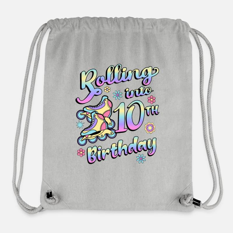 Rolling Into 10th Birthday Roller Skater Inline - Stanley/Stella Recycled Gym Bag - heather grey