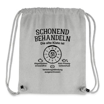 51. Geburtstag Schonend Behandeln Alte Kiste 51 - Stanley/Stella recycelter Gym Bag - Grau meliert - Vorne