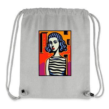 Portrait de bande dessinée moderne d’une femme - Sac à cordon recyclé Stanley/Stella - gris chiné - Devant