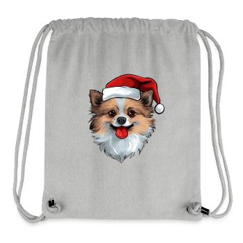 Tête de chien de Poméranie Noël Poméranien - Sac à cordon recyclé Stanley/Stella - gris chiné - Devant
