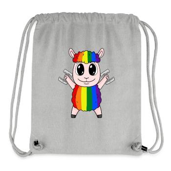 Regenbogen Schaf mit Hanteln - Stanley/Stella recycelter Gym Bag - Grau meliert - Vorne