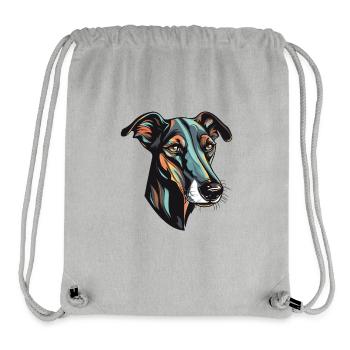 Tête de chien lévrier - Sac à cordon recyclé Stanley/Stella - gris chiné - Devant
