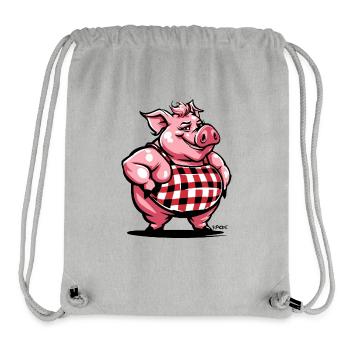 Grosse maman, cuisinier cochon de cuisine - Sac à cordon recyclé Stanley/Stella - gris chiné - Devant