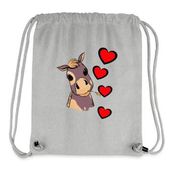 Poulain bébé cheval coeur enfant cadeau d’anniversaire - Sac à cordon recyclé Stanley/Stella - gris chiné - Devant