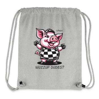 Was geht ab, Leute? lustiges Schwein - Stanley/Stella recycelter Gym Bag - Grau meliert - Vorne