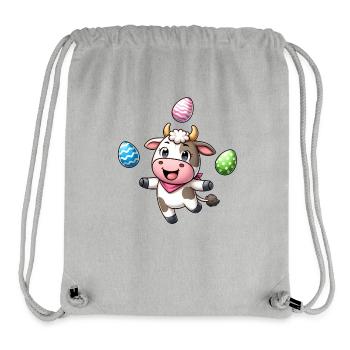 Osterkuh Jongliert Eier, Bauernhof Artist - Stanley/Stella recycelter Gym Bag - Grau meliert - Vorne
