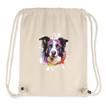 Border Collie Dog Pop Art Head - Stanley/Stella Recycled Gym Bag - natural - Front