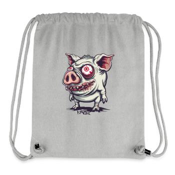 Cochon zombie mignon et bizarre - Sac à cordon recyclé Stanley/Stella - gris chiné - Devant