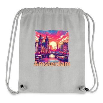 Amsterdam Sonnenuntergang Kanal Violette Grunge - Stanley/Stella recycelter Gym Bag - Grau meliert - Vorne