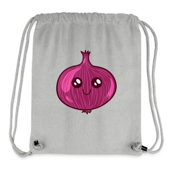 Oignon rouge légumes épices kawai cuisine visage - Sac à cordon recyclé Stanley/Stella - gris chiné - Devant