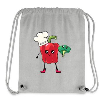 Poivrons, Légumes, Cuisinier, Chef Amateur, Brocoli - Sac à cordon recyclé Stanley/Stella - gris chiné - Devant