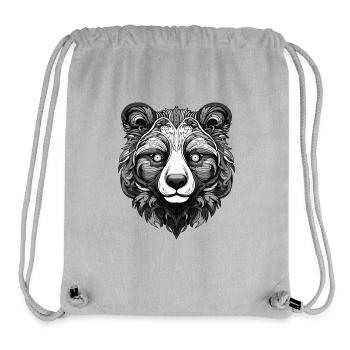 Tête d’animal de panda - Sac à cordon recyclé Stanley/Stella - gris chiné - Devant