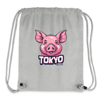Big smile and funny Tokyo pig - Stanley/Stella Recycled Gym Bag - heather grey - Front