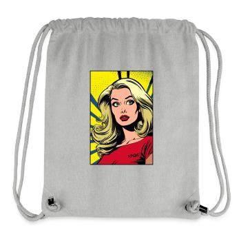 Bande dessinée Pop Art d’une femme blonde - Sac à cordon recyclé Stanley/Stella - gris chiné - Devant