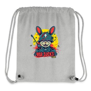 Bunny Rabbit Soldier, War is Crap - Stanley/Stella Recycled Gym Bag - heather grey - Front