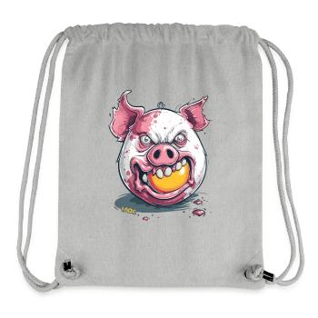 Horror: Zombie pig eats egg yolk - Stanley/Stella Recycled Gym Bag - heather grey - Front