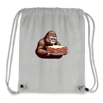 Gorilla aime la bande dessinée de lasagne - Sac à cordon recyclé Stanley/Stella - gris chiné - Devant