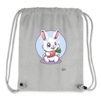 Cute, funny, happy bunny with carrot - Stanley/Stella Recycled Gym Bag - heather grey - Front