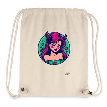 Comic cartoon: cute little she-devil with hearts - Stanley/Stella Recycled Gym Bag - natural - Front