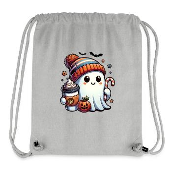 Halloween Cute Ghost Shirt - Coffee Shirt - Stanley/Stella Recycled Gym Bag - heather grey - Front