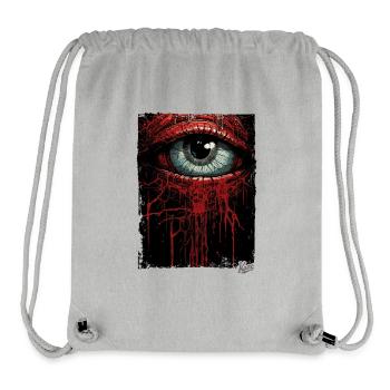 Yeux tristes avec de la peinture rouge dégoulinante - Sac à cordon recyclé Stanley/Stella - gris chiné - Devant
