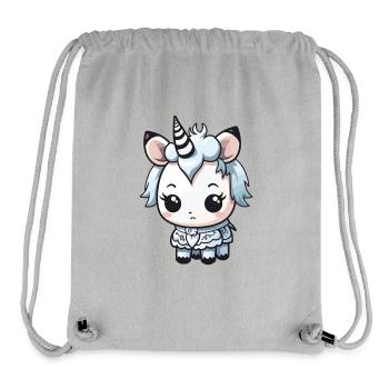Licorne Hiver Bande dessinée Mignon - Sac à cordon recyclé Stanley/Stella - gris chiné - Devant