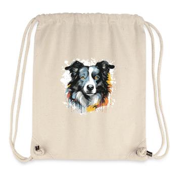 Border Collie Dog Head Portrait Pop Art - Stanley/Stella Recycled Gym Bag - natural - Front