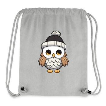 Owl Winter Comic Hat - Stanley/Stella Recycled Gym Bag - heather grey - Front