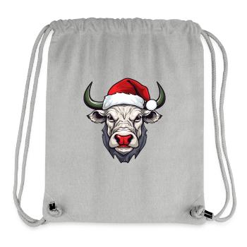 Bull Head Christmas Portrait - Stanley/Stella Recycled Gym Bag - heather grey - Front
