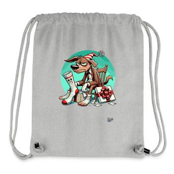 Bad Mood Dog with Socks Gift - Stanley/Stella Recycled Gym Bag - heather grey - Front
