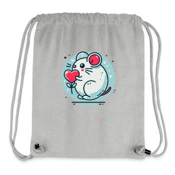 Cute Mouse with Heart - Stanley/Stella Recycled Gym Bag - heather grey - Front