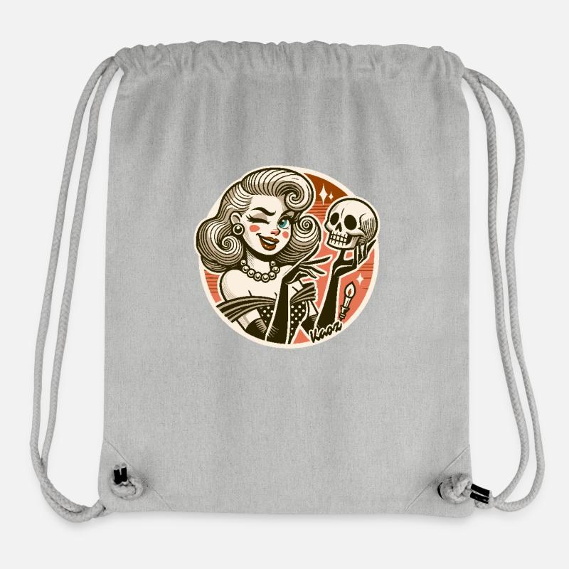 Femme avec crâne crâne - Sac à cordon recyclé Stanley/Stella - gris chiné
