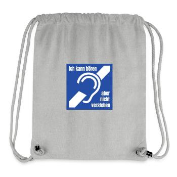 Gehörlos Logo Hörgeschädigt Taub Schwerhörig - Stanley/Stella recycelter Gym Bag - Grau meliert - Vorne