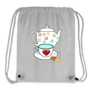 Théière Théière Sachet de thé Tasse - Sac à cordon recyclé Stanley/Stella - gris chiné - Devant