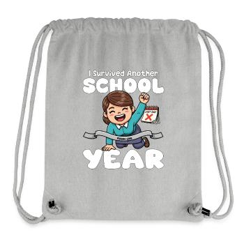 J’AI SURVÉCU À UNE AUTRE ANNÉE SCOLAIRE - CADEAU DE L’ENSEIGNANT - Sac à cordon recyclé Stanley/Stella - gris chiné - Devant
