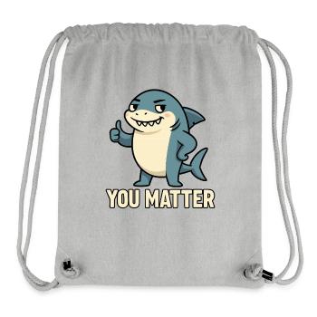 Requin charmant avec motivation de slogan - Sac à cordon recyclé Stanley/Stella - gris chiné - Devant