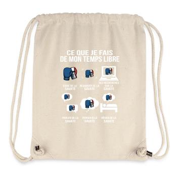Ce que je fais de mon temps libre Boxe française - Sac à cordon recyclé Stanley/Stella - blanc naturel - Devant