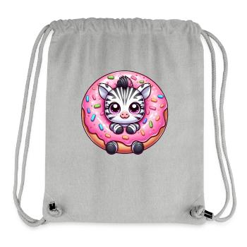Lustiges Zebra Donut Süßigkeit Nachtisch Comic - Stanley/Stella recycelter Gym Bag - Grau meliert - Vorne