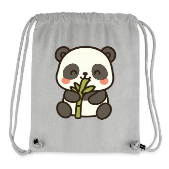 Casse-croûte Panda – Bamboo Bliss - Sac à cordon recyclé Stanley/Stella - gris chiné - Devant