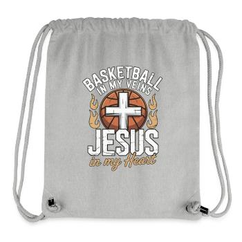 Basketball & Jesus – Conception de la croix sur le ballon - Sac à cordon recyclé Stanley/Stella - gris chiné - Devant