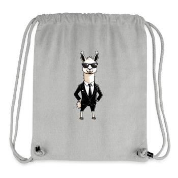 Llama in a suit with sunglasses - Stanley/Stella Recycled Gym Bag - heather grey - Front