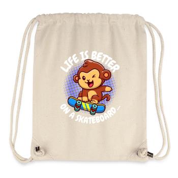 Life Is Better Skateboard Affe Monkey - Stanley/Stella recycelter Gym Bag - Naturweiß - Vorne