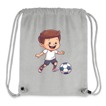 Kicker-Junior: Fröhlicher Junge Fußball - Stanley/Stella recycelter Gym Bag - Grau meliert - Vorne