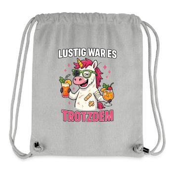 einhorn betrunken, lustig war es, Party Shirt - Stanley/Stella recycelter Gym Bag - Grau meliert - Vorne