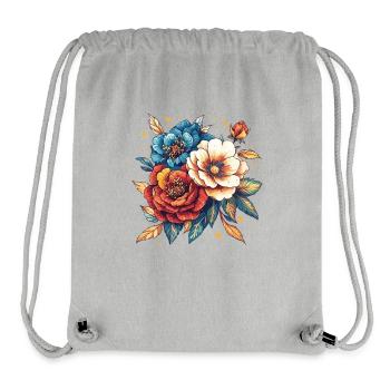 Blumenbouquet in Neonfarben - Stanley/Stella recycelter Gym Bag - Grau meliert - Vorne