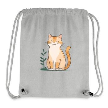 Cheerful Orange Cat in Green - Stanley/Stella Recycled Gym Bag - heather grey - Front