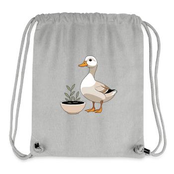 Duck in a plant pot – charming illustration - Stanley/Stella Recycled Gym Bag - heather grey - Front