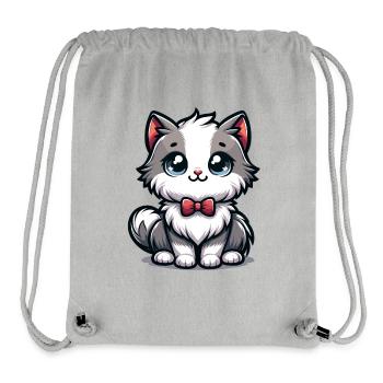 Cuddly kitten with red bow tie - Stanley/Stella Recycled Gym Bag - heather grey - Front