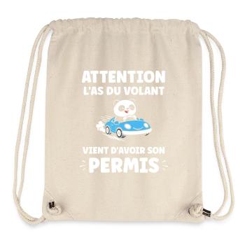 Humour permis de conduire - Sac à cordon recyclé Stanley/Stella - blanc naturel - Devant